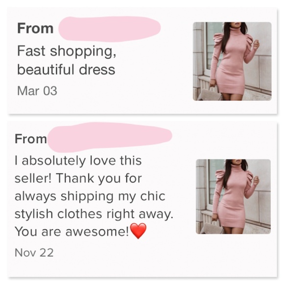 Pastel Pink Puff Sleeve Knit Mini Dress High Neck - Picture 9 of 12